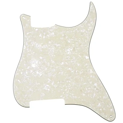 Abbildung von Musiclily 4 Löcher Gitarre Schlagbrett Rohmaterial ST Pickguard für Strat Style E Gitarre,4 lagig Parchment Pearl