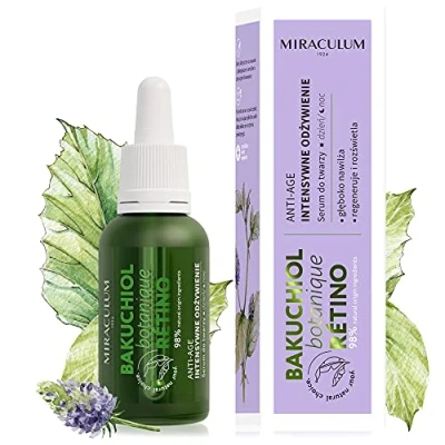 Abbildung von Miraculum Bakuchiol Anti Aging Regenerierendes Tag und Nacht Gesichtsserum Serum fürs Gesicht mit 4D Hyaluronsäure, Vitamin C, pflanzlichem Retinol veganes natürliches 30 ml