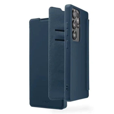 Abbildung von Hama Handyhülle für Samsung Galaxy S25 Ultra (Handytasche, Klapphülle, Etui mit 2 Kartenfächern, stoßfest, Kratzfest, eleganter Rundumschutz, weich, Slim, softe Oberfläche) blau
