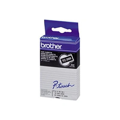 Abbildung von Brother Original P Touch Farbband weiß auf schwarz (TC 395)