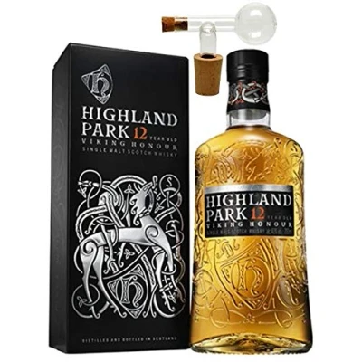 Abbildung von Highland Park 12 Jahre Single Malt Whisky + Glaskugelportionierer zum feinen Dosieren