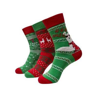 Abbildung von Urban Classics Christmas LAMA Socks 3 PACK Socken, Herren, Größe: 39 42, Green/red