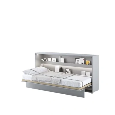 Abbildung von MEBLINI Schrankbett Bed Concept Wandbett mit Lattenrost Klappbett Schrank Wandklappbett Murphy Bettschrank BC 06 90x200cm Horizontal Grau Matt Matratze