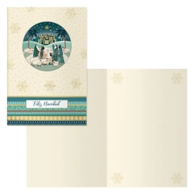 Abbildung von DOHE Weihnachtskarten Packung mit 6 Stück Größe: 11,5 x 17 cm (geschlossen) Inklusive Umschlag zur Aufbewahrung der Karte Modell Krippe
