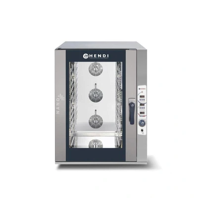 Abbildung von HENDI Kombidämpfer NANO 12x GN 1/1 260 C Dampfniveau einstellbar mit Temperatursensor Digital, Edelstahl Gastro Dampf Ofen