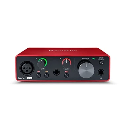 Abbildung von Focusrite Scarlett Solo 3. Gen USB Audio Interface Bundle für Gitarristen, Sänger oder Produzenten. Klang in Studioqualität und sämtliche Software, die du Aufnahmen Kompositionen benötigst