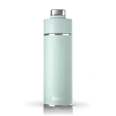 Abbildung von Ninja Thirsti Wasserflasche/Thermobecher to go, 530ml, auslaufsicherer Deckel, für kohlensäurehaltige, heiße &amp; kalte Getränke, dreifach isolierter Travel Mug, Edelstahlflasche, Mint, DW1801EUUKMT