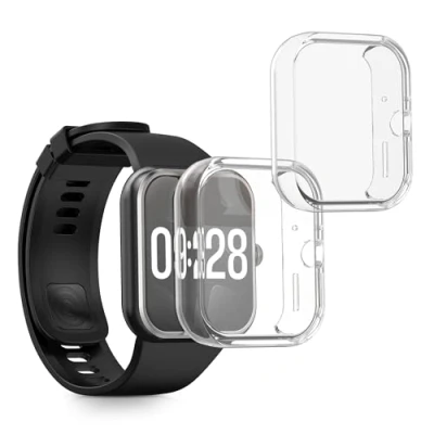 Abbildung von kwmobile 2X Schutzhülle kompatibel mit Xiaomi Redmi Watch 4 Hülle Fullbody Cover Set aus Silikon Transparent