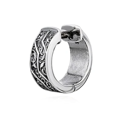 Abbildung von NKlaus Single Creole Einzel 13mm Klappcreole 925 Sterling Silber oxidiert keltischer Knoten