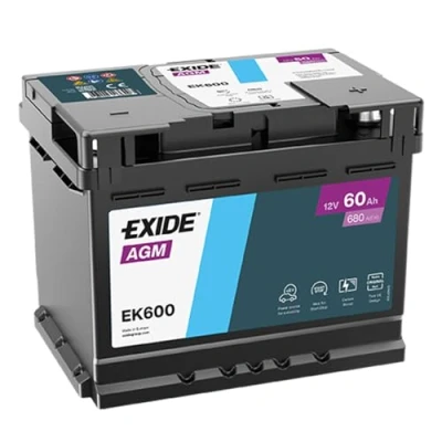 Abbildung von EXIDE Start Stop EK600 Batterie 12V 60Ah 680A B13 VOLKSWAGEN: Polo V Schrägheck, Golf 7 SMART: Fortwo II Coupe, Cabrio