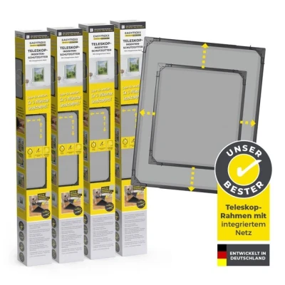 Abbildung von EASYmaxx Insektenschutz Fensterrahmen Insect Protect, Teleskop Insektenschutzgitter,  anthrazit, (4 St), Fliegengitter Fenster, mit vormontierten Rahmen,