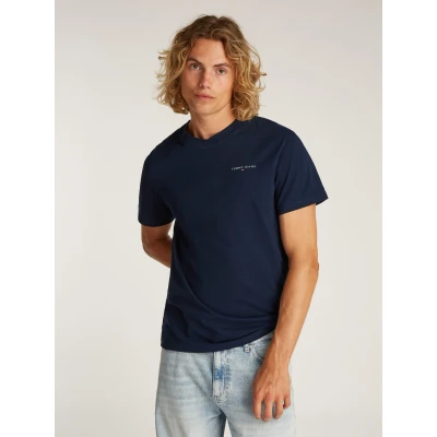 Abbildung von Tommy Jeans Linear Chest TEE Tshirt basic, Herren, Größe: 46, Dark night navy