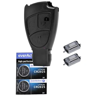 Abbildung von Auto Schlüssel Smartkey Funk Fernbedienung Sender 3 Tasten Gehäuse 2X Mikrotaster CR2025 Batterie für Mercedes Benz