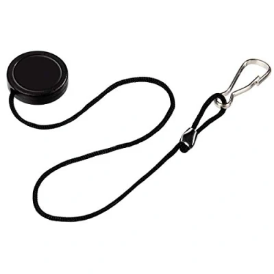 Abbildung von Hama Halter für Objektivdeckel, Karabinerhaken Befestigung an Kameraöse, Länge 10 cm, Schwarz
