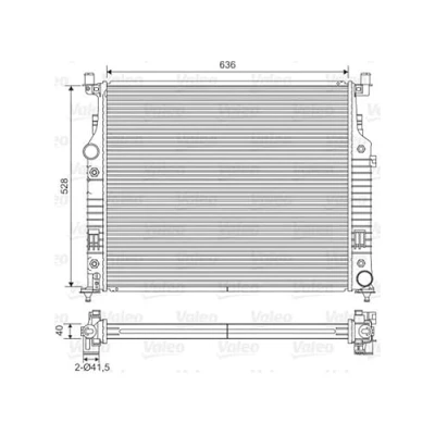 Abbildung von VALEO 701569 Kühler, Motorkühlung Aluminium 528 636 40 ohne Kühlmittelregler Kühlrippen gelötet MERCEDES BENZ: ML Klasse, GL, R Klasse