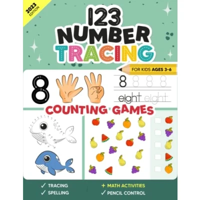 Abbildung von 123 Number Tracing and Counting games for Kids ages 3 6: Kindergarten Math Workbook Learn to Trace Numbers 1 20 (Tracing Handwriting Workbooks Kids, Band 2)