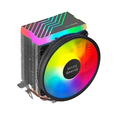 Abbildung von Mars Gaming MCPU33, Dual FRGB CPU Kühlkörper, 3 Heatpipes HCT, TDP 140W, Ultra quiet PWM 11cm Lüfter