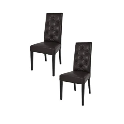 Abbildung von t m c s Tommychairs 2er Set Moderne Stühle Chantal für Küche und Esszimmer, robuste Struktur aus lackiertem Buchenholz Farbe Wengeholz, gepolstert mit Kunstleder in der Braun bezogen