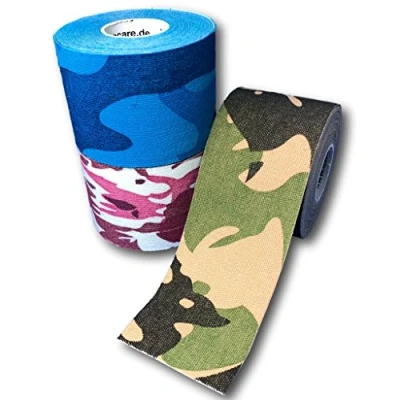 Abbildung von LisaCare Kinesiologie Tape Camouflage Mix Medizinisches (Set, 3 St., 1 x Camo Grün, Rosa &amp; Blau / 5cm 5m) Latexfrei