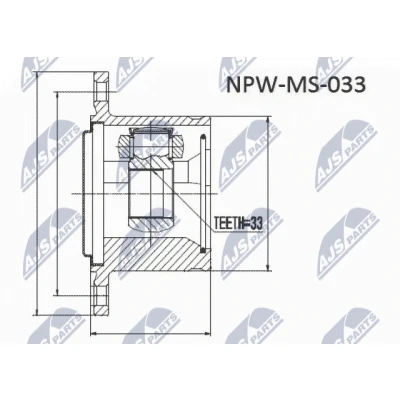 Abbildung von NTY NPW MS 054 Gelenksatz getriebeseitig, Vorderachse rechts MITSUBISHI: PAJERO 3
