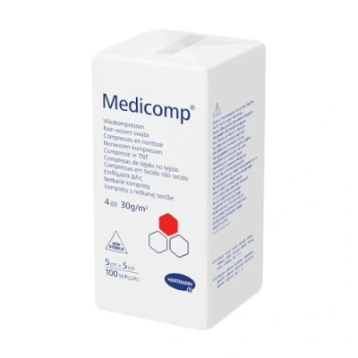 Abbildung von Medicomp Vlieskompressen 10 x cm , 4fach, unsteril 100 Stück in Papierbeuteln
