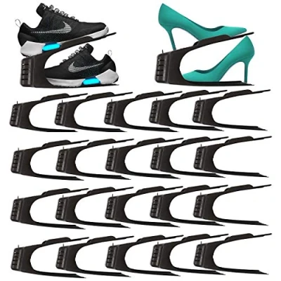 Abbildung von HAC24 20er Set Schuhe Organizer Aufbewahrung Schwarz Schuhhalter Schuhstapler Schuhorganizer Schuhaufbewahrung Platzsparend Schuhbox Schuhregal