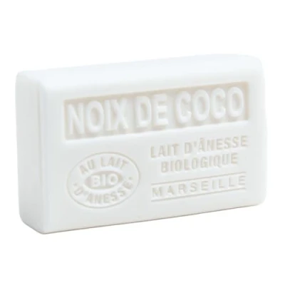 Abbildung von Label Provence Savon de Marseille französische Seife aus frischer Bio Eselsmilch Kokosnuss Duft 60 g Riegel