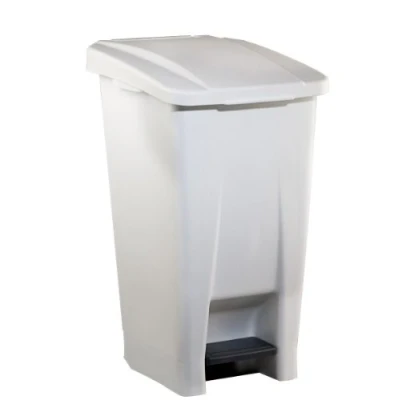 Abbildung von ROSSIGNOL Kunststoff beweglicher Abfalleimer mit Pedal 60 L, weiß, 490 x 380 H 700 mm