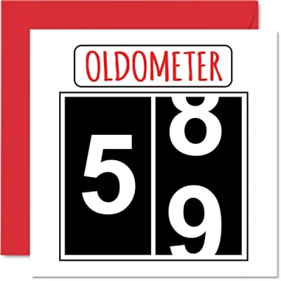 Abbildung von Lustige Karten zum 59. Geburtstag für Männer und Frauen Oldometer Glückwunschkarte Vater, Mutter, Opa, Kindermädchen, Oma, Freund, 145mm Grußkarten, Karte