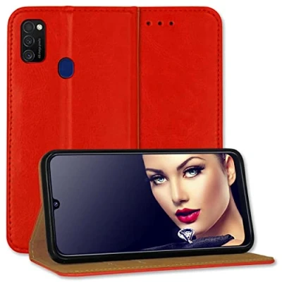 Abbildung von mtb more energy® Schutztasche Business kompatibel mit Samsung Galaxy M21 (M215), M30s (M307, 6.4&#039;&#039;) rot seitlich aufklappbar Schutz Case Wallet Cover Hülle