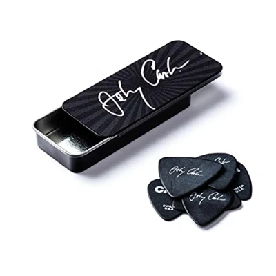 Abbildung von JIM DUNLOP Plektrum Johnny Cash, Signature, Celluloid, Schachtel aus Metall mit 6 Stück, Medium