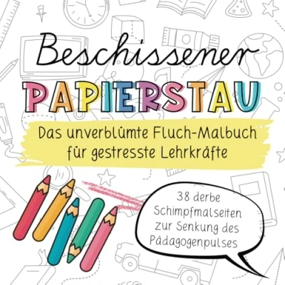 Abbildung von Beschissener Papierstau! Das unverblümte Fluchmalbuch für gestresste Lehrkräfte: Lustiges Schimpfwörter Malbuch zur Entspannung und zum Stressabbau Lehrerinnen Lehrer. humorvolle Geschenk.