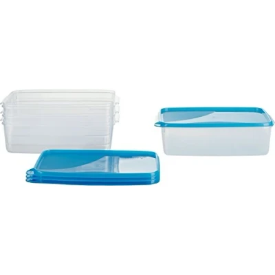 Abbildung von MiraHome Gefrierdosen 4x3L rechteckig blau Vorratsdosen mit Deckel luftdicht Transparente Frischhaltedosen Aufbewahrungsbox Küche für Mealprep &amp; Organisation Austrian Quality