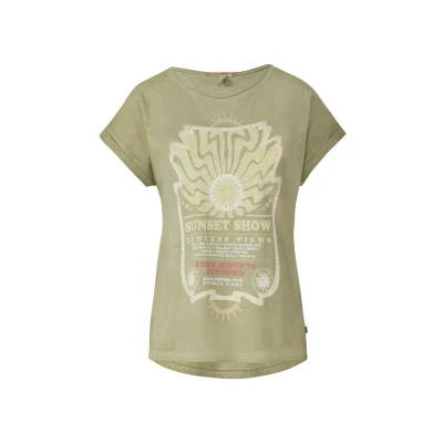 Abbildung von QS Gewaschenes MIT Front Tshirt print, Damen, Größe: Small, Salbeigrün