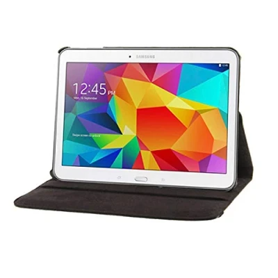 Abbildung von subtel® Flip Cover Tablethülle für Samsung Galaxy Tab 4 10.1 (SM T530 / SM T531) Tablet Schutzhülle mit Ständer, Kunstleder schwarz Bookstyle Case Bumper Klapphülle faltbar Touchpad Tasche Hülle