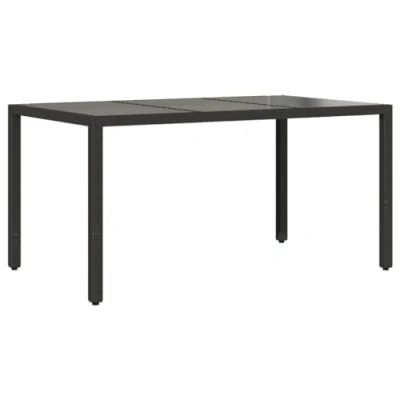 Abbildung von vidaXL Gartentisch mit Glasplatte Terrassentisch Tisch Esstisch Balkontisch Partytisch Gartenmöbel Garten Schwarz 150x90x75cm Poly Rattan