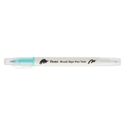 Abbildung von Pentel Brush Sign Pen Twin SESW30C Faserschreiber, 2 pinselähnliche Spitzen, smaragdgrün (1 Stück)