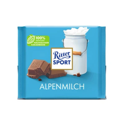 Abbildung von Ritter Sport Alpenmilch 250 g, XXL Vollmilchschokolade mit feiner Honig &amp; Karamellnote, köstlicher Schokoladen Klassiker in Großpackung zum Teilen Freunden