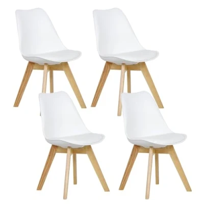 Abbildung von WOLTU 4er Set Esszimmerstühle Küchenstuhl Design Stuhl Esszimmerstuhl Kunstleder Holz Weiß BH29ws 4