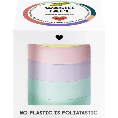 Abbildung von folia Deko Klebeband 10 mm x m gelb, rosa, flieder hellblau, grün;