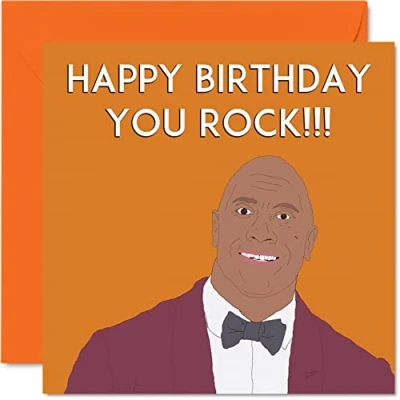 Abbildung von Fun The Rock Geburtstagskarten für Männer und Frauen You Rock! Happy Birthday Karte Freund, Kollege, Tante, Onkel, Bruder, Schwester, Mutter, Vater, Sohn, Tochter, 145 mm x 18., 21., 30., 40., 50. Grußkarten