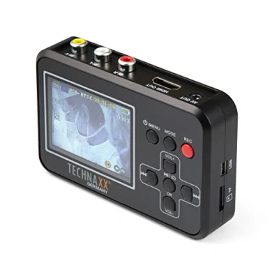 Abbildung von Technaxx Retro Video Digitalisierer TX 182 mit 6 cm Display von Video8, Hi8, SVHS, VHS, VCD, DVD, VCR, DV Videos direkt auf Speicherkarte, Digitalisieren Sie Ihre Alten Filme einfach &amp; schnell