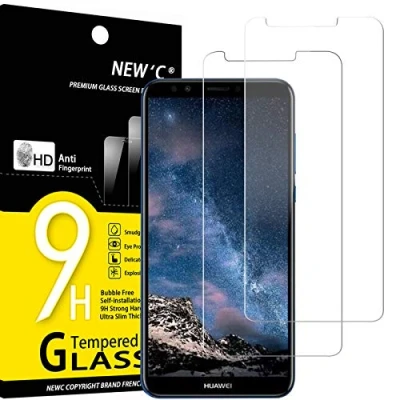 Abbildung von NEW&#039;C 2 Stück, Panzer Schutz Glas für Huawei Y7 2018, Prime (2018), Frei von Kratzern, 9H Härte, HD Displayschutzfolie, 0.33mm Ultra klar, Ultrabeständig
