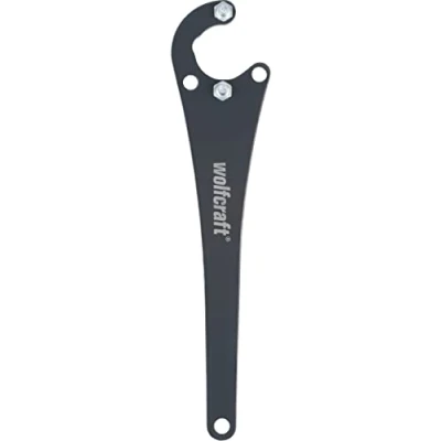 Abbildung von wolfcraft Universal Flanschschlüssel I 2459000 für Winkelschleifer Stirnlochschlüssel den einfachen Wechsel von Trenn , Schrupp und Schleifscheiben