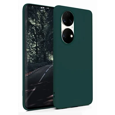 Abbildung von MyGadget Hülle für Huawei P50 Pro robuste Silikon Schutzhülle TPU Case Slim Silikonhülle Back Cover Ultra Kratzfest Handyhülle matt Olivgrün