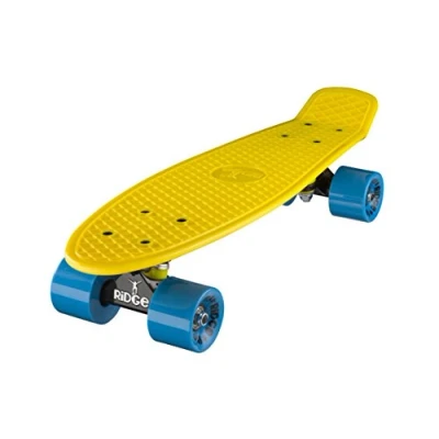 Abbildung von Ridge 22&quot; Mini Cruiser Board Retro Skateboard, komplett ausgerüstet, Limited Edition, weiß o Schwarze Achsen, völlig in der EU entworfen und hergestellt