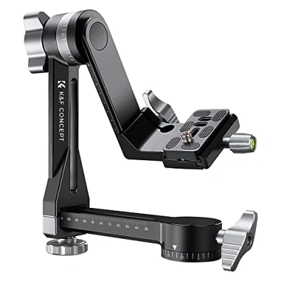 Abbildung von K&amp;F Concept Stativ Gimbalkopf, CNC Aluminiumlegierung Heavy Duty 360 Panorama Stativkopf mit 1/4 Zoll Arca Swiss Schnellwechselplatte für DSLR Kameras, Belastbarkeit bis zu 20kg