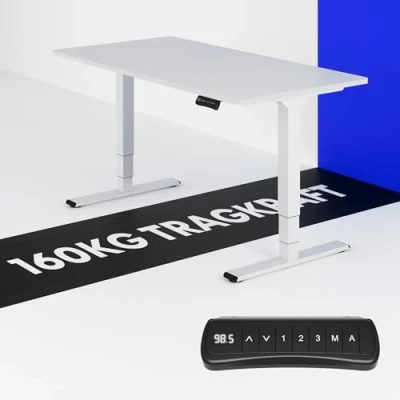 Abbildung von FLEXISPOT Höhenverstellbarer Schreibtisch Made in EU Einteilige Tischplatte 160x80 cm Höhenverstellbar Elektrisch mit Dual Motor &amp; 3 Hub Säulen 160kg Tragfähigkeit(weiß)