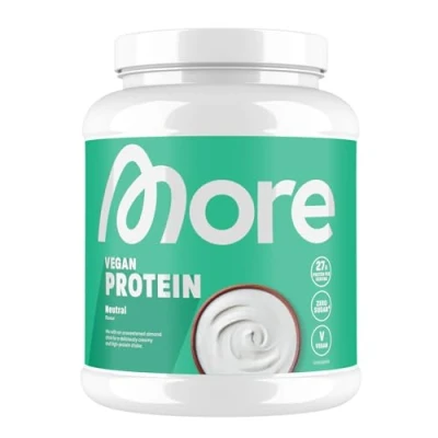 Abbildung von MORE Vegan Protein, 600 g, Geschmacksneutral, veganes Proteinpulver mit bis zu 27 g Protein pro Portion, Sojaprotein made in Germany