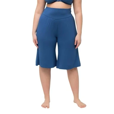 Abbildung von Ulla Popken Wideleg Bermuda Nachtwäsche Hose, Damen, Größe: 54/56, Gray blue